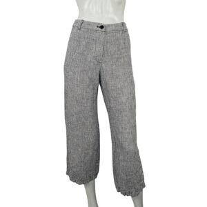 Reformation Women's 100% linen Wide leg Houndstooth pants black white size 0